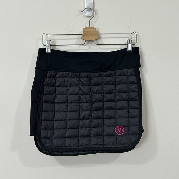 LITTLE DONKEY ANDY Skirt M Black Quilted Active Mini Skirt Zip Pocket Stretch - Picture 1 of 11